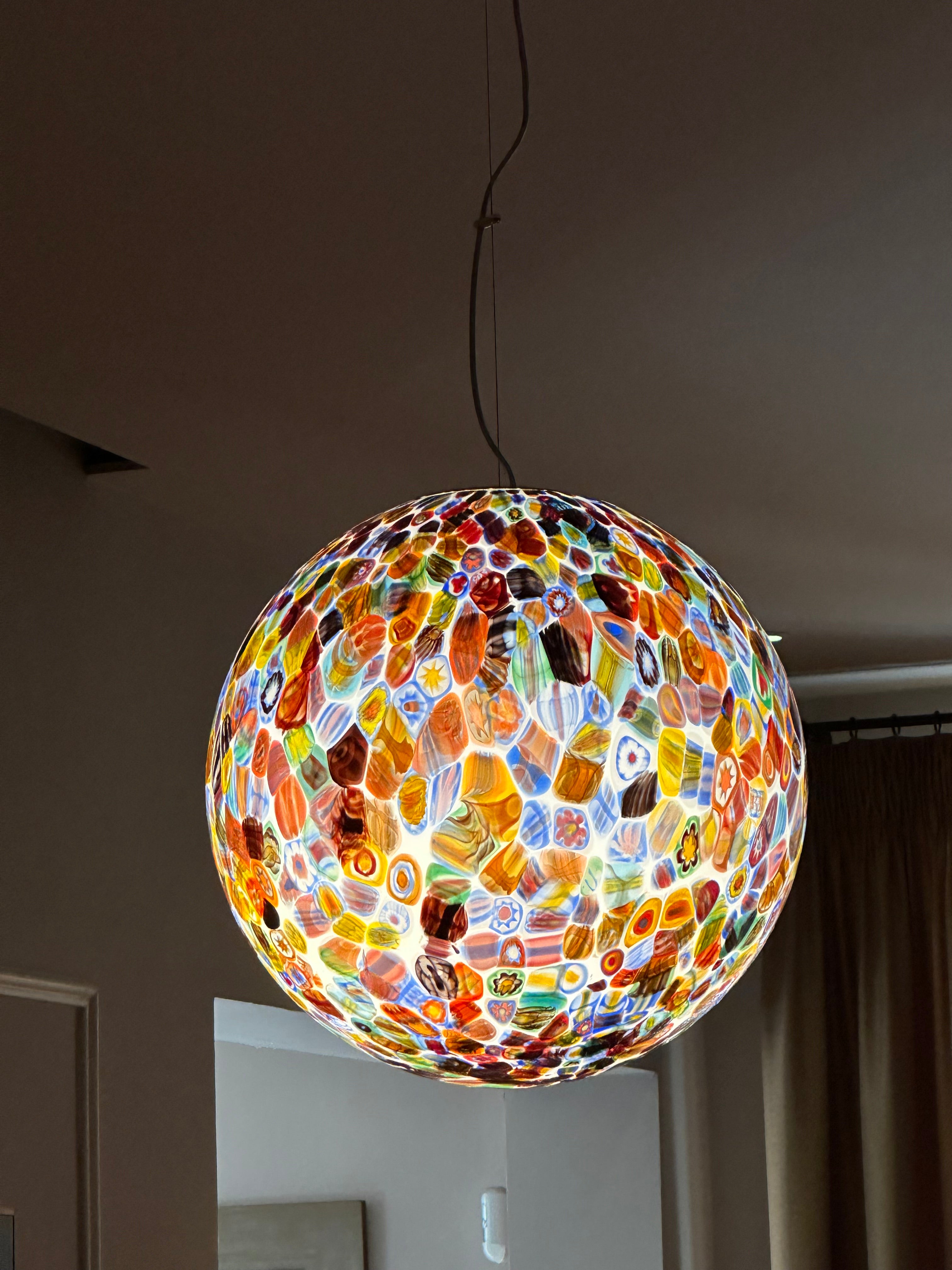 Lampada a sospensione "Murrina" a sfera in vetro di Murano D40