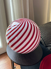 Candy Murano glass sphere table lamp wild cherry red swirl D40