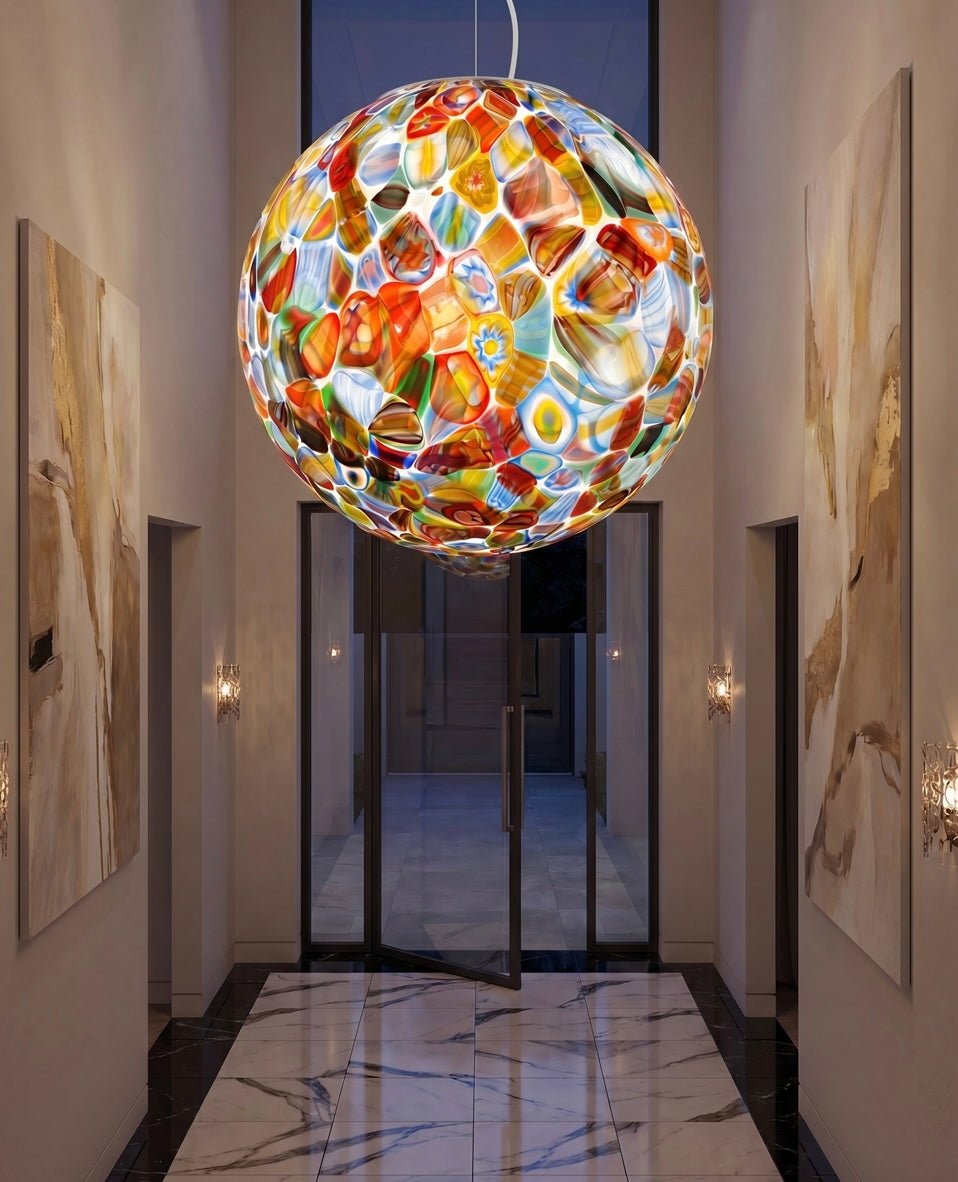 Murano glass sphere "Murrina" pendant lamp D30