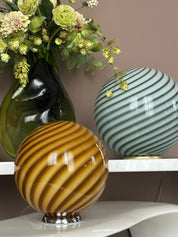 Candy Murano glass sphere table lamp honey yellow swirl D40