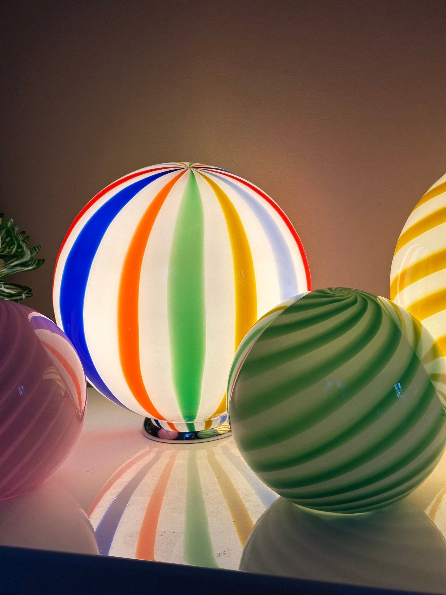 Candy Murano glass sphere table lamp "Arlecchino" straight D30
