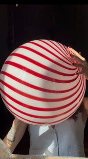 Candy Murano glass sphere table lamp wild cherry red swirl D40