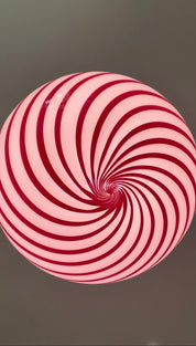 Candy Murano glass sphere pendant lamp Wild Cherry white swirl D40