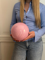 Lampada da tavolo Candy a sfera in vetro di Murano rosa a spirale D20