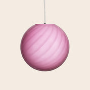 Lampada a sospensione Candy a sfera in vetro di Murano Candy rosa a spirale D40