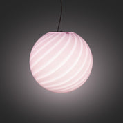 Lampada a sospensione Candy a sfera in vetro di Murano Candy rosa a spirale D40