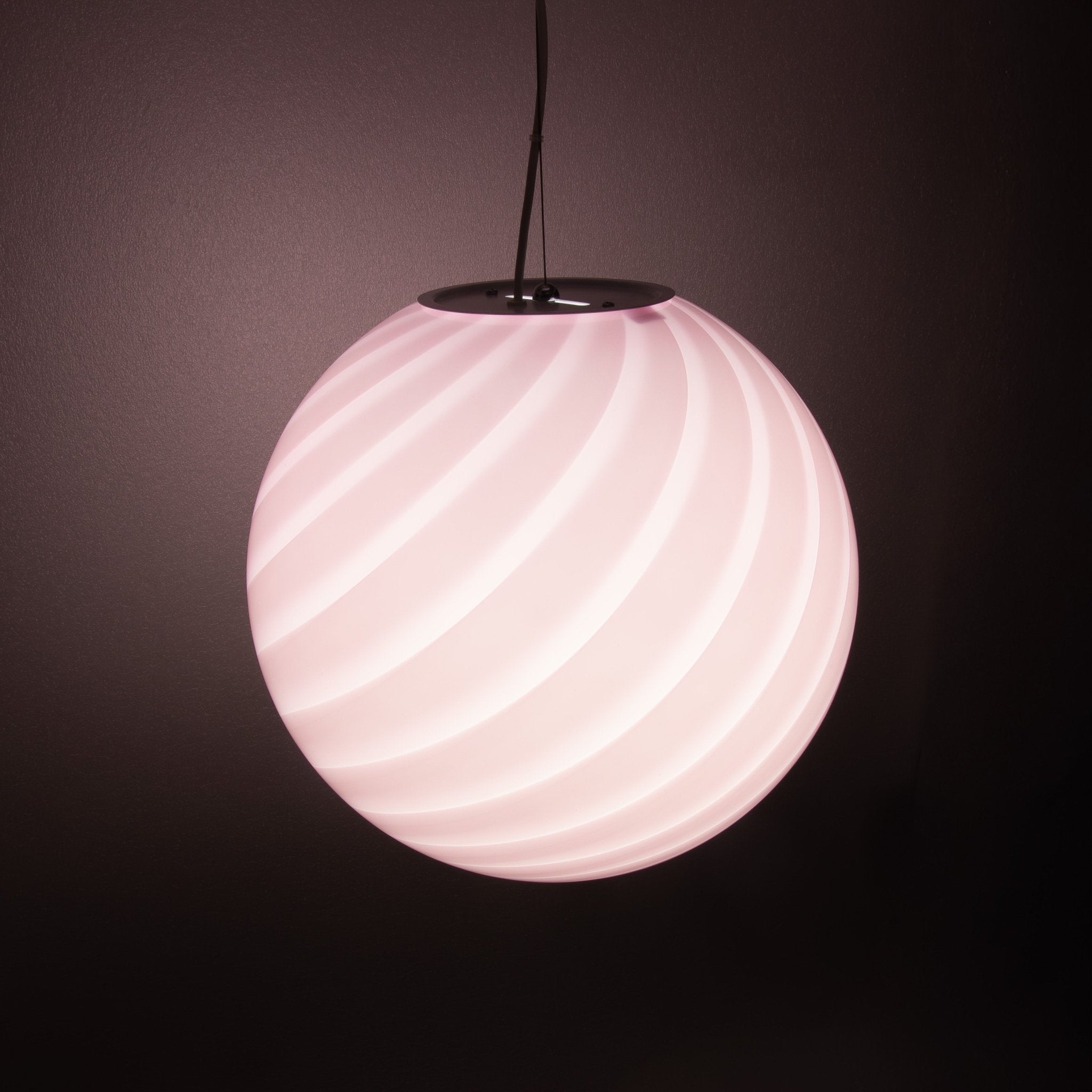 Candy Murano glass sphere pendant lamp pink swirl D40