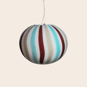 Lampada a sospensione Candy ovale in vetro di Murano "Riviera", Bordeaux, Grigio e Acquamarina D40