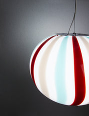 Lampada a sospensione Candy ovale in vetro di Murano "Riviera", Bordeaux, Grigio e Acquamarina D40