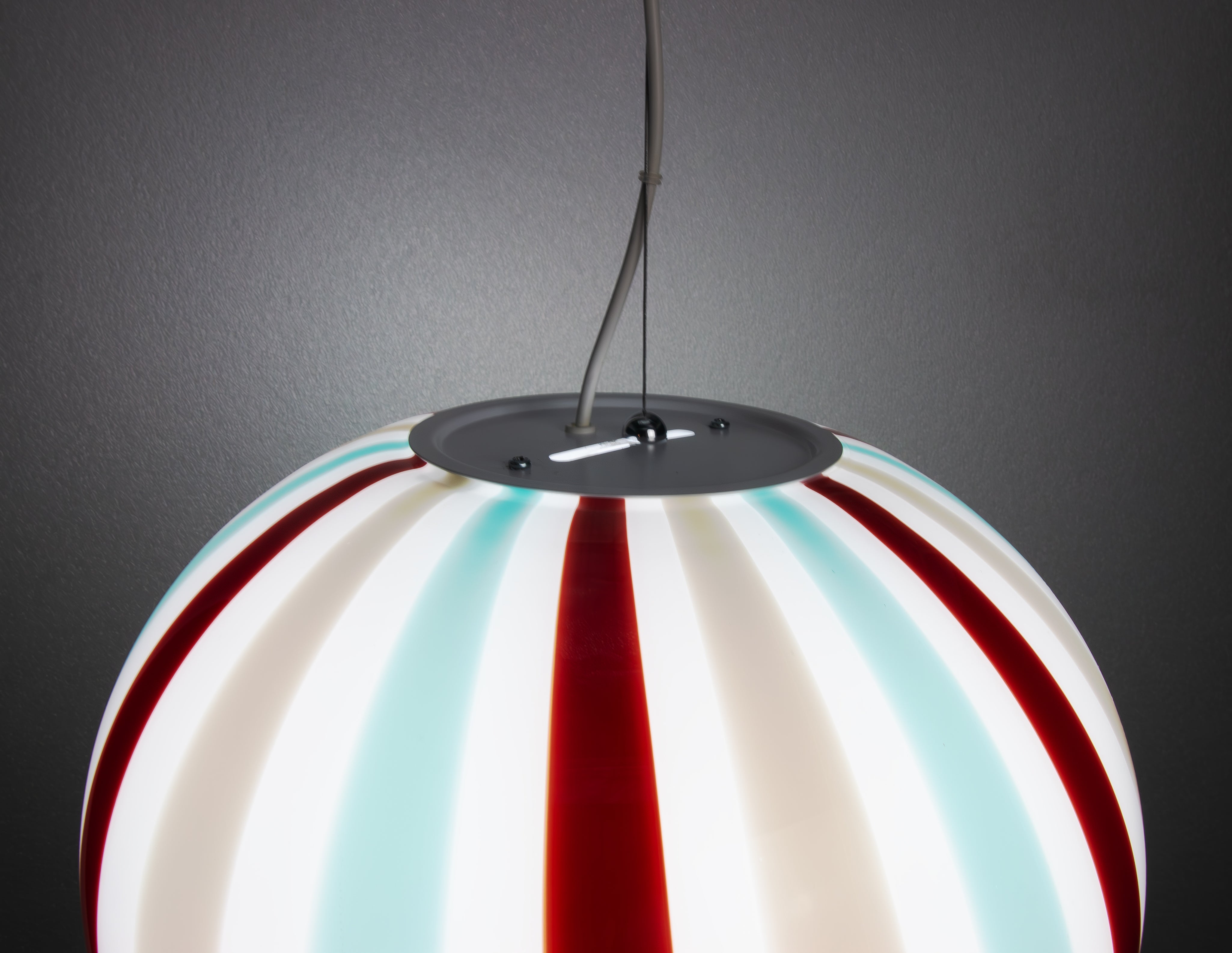 Lampada a sospensione Candy ovale in vetro di Murano "Riviera", Bordeaux, Grigio e Acquamarina D40