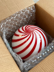 Candy Murano glass sphere table lamp wild cherry red swirl D30