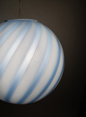Candy Murano glass sphere pendant lamp blueberry blue swirl D40