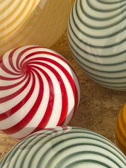 Candy Murano glass sphere table lamp wild cherry red swirl D30