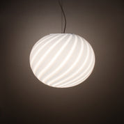 Candy Murano glass oval pendant lamp gelato blue swirl D40