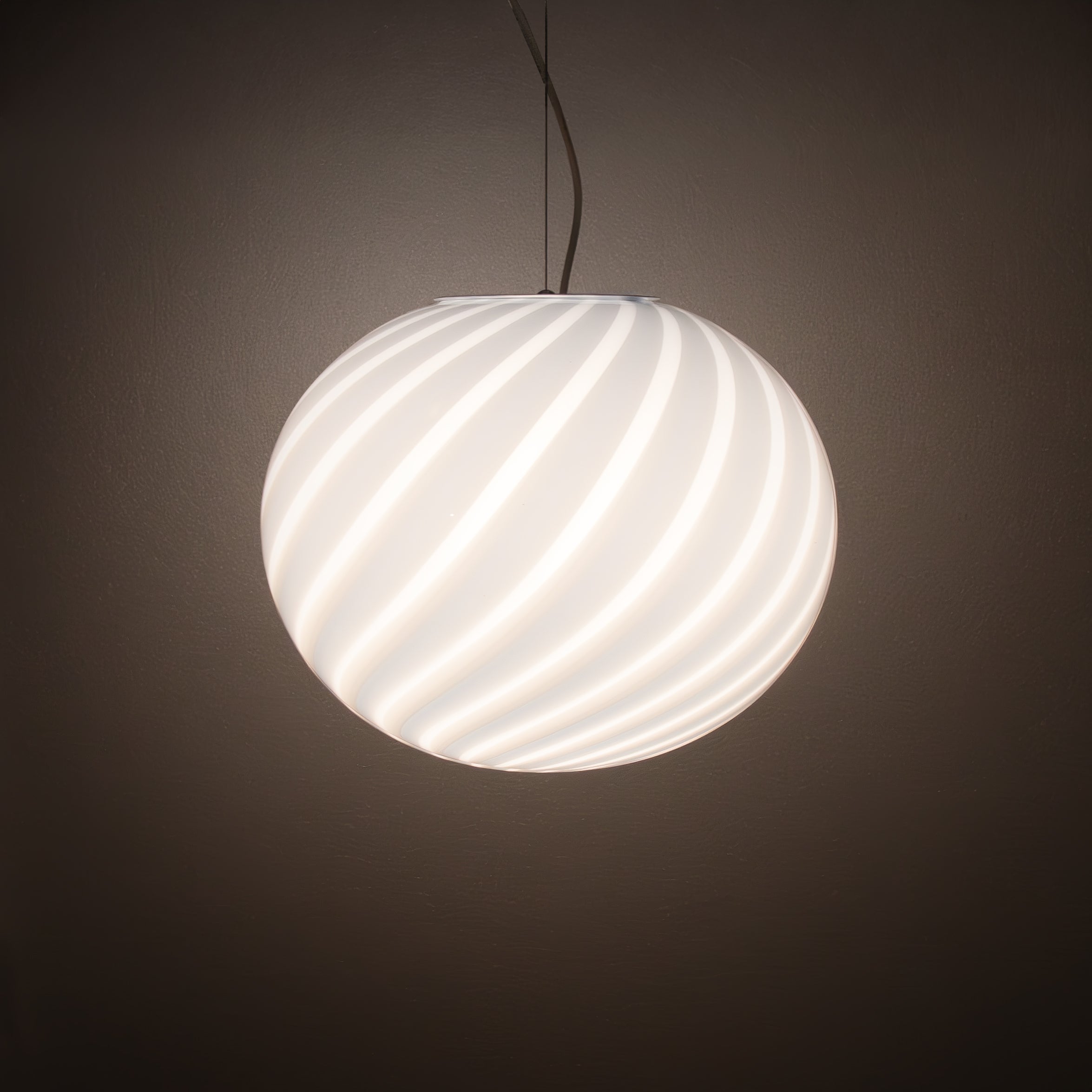 Candy Murano glass oval pendant lamp gelato blue swirl D40