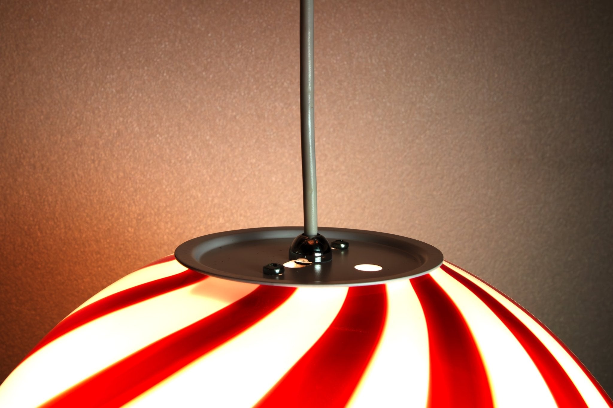 Candy Murano glass sphere pendant lamp wild cherry red swirl D30