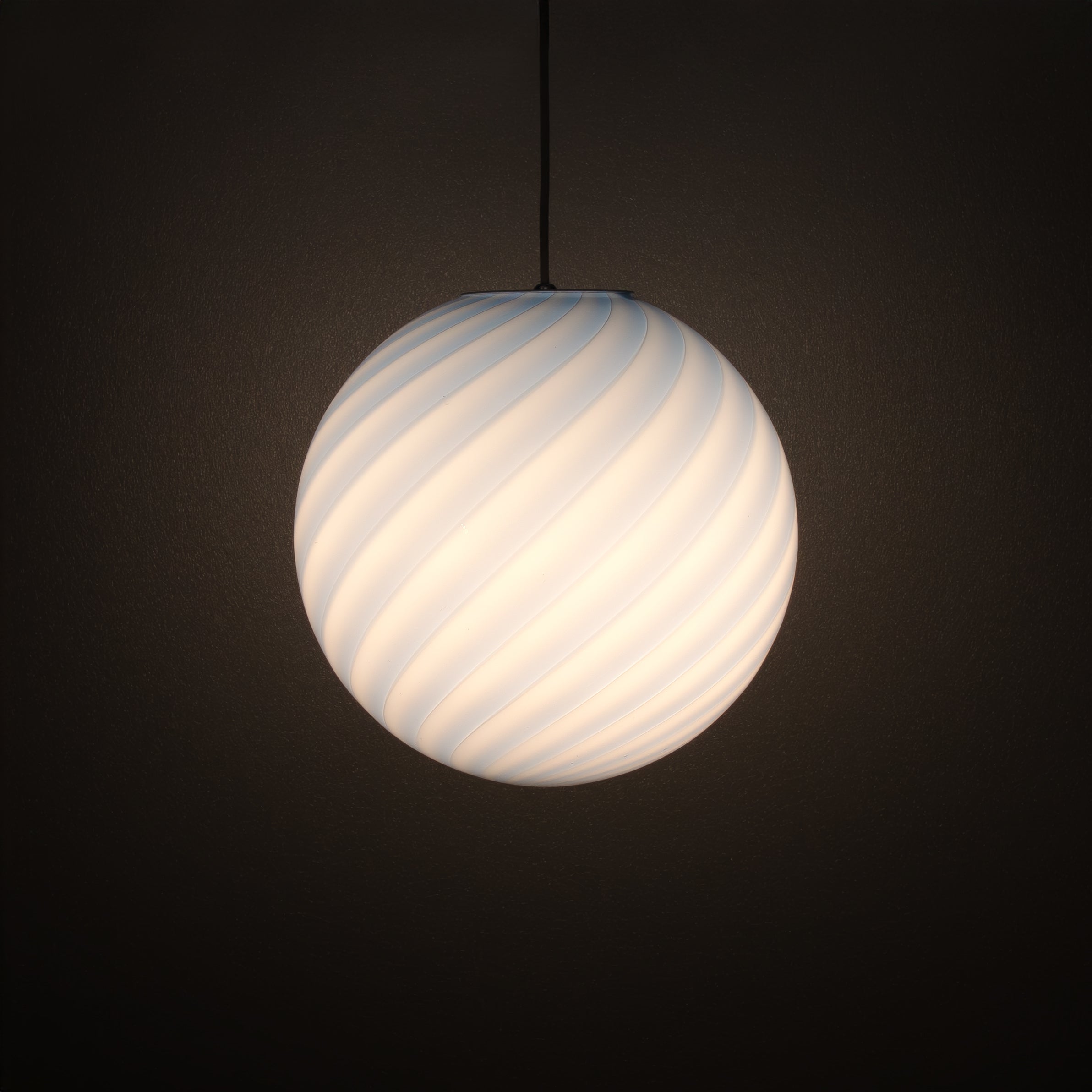 Candy Murano glass sphere pendant lamp light blue swirl D30