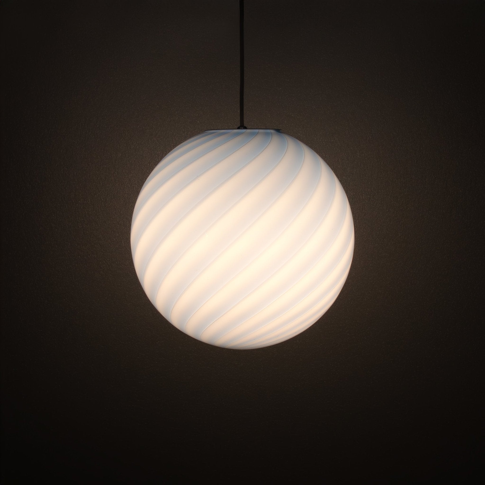 Candy Murano glass sphere pendant lamp light blue swirl D30