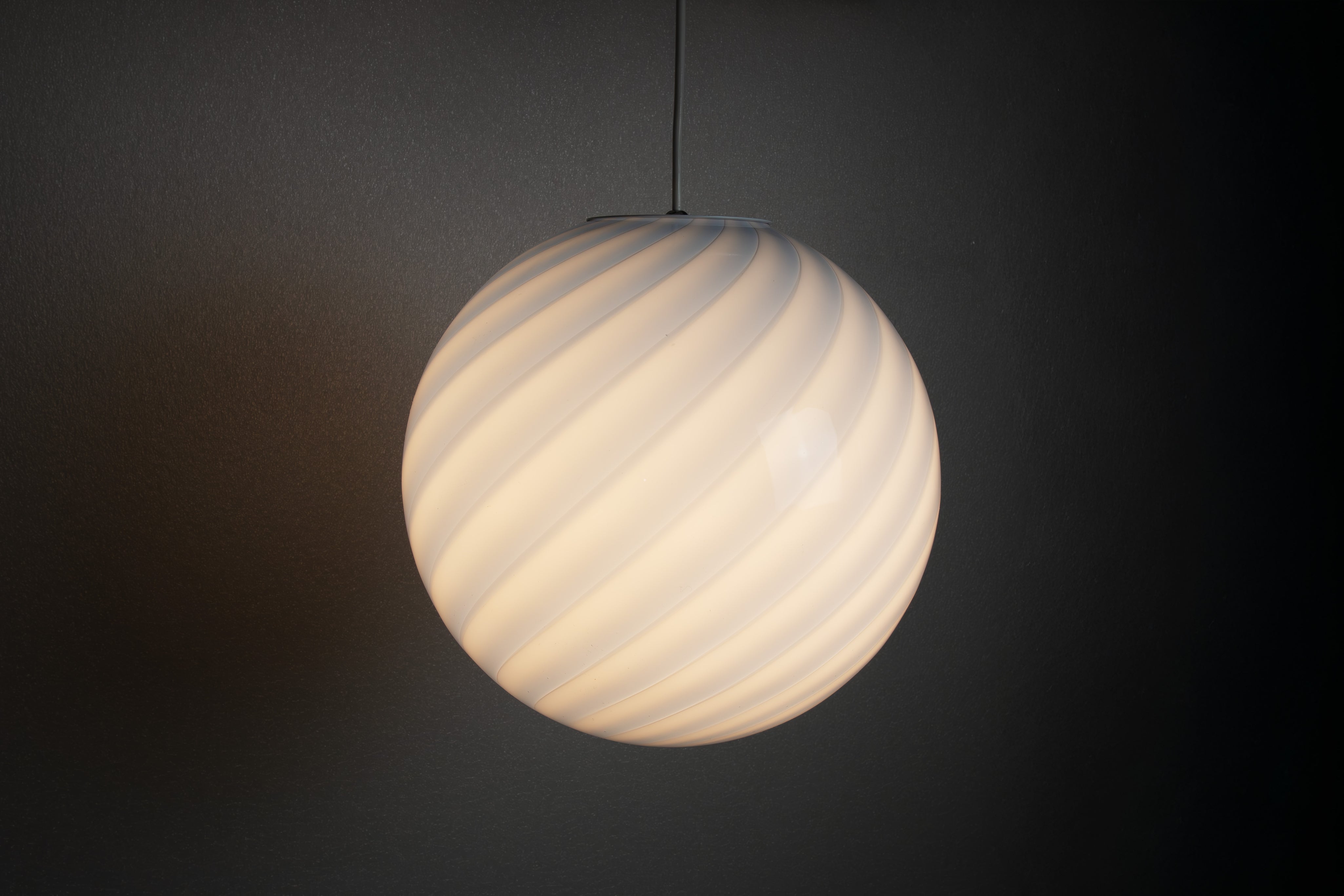 Candy Murano glass sphere pendant lamp light blue swirl D30