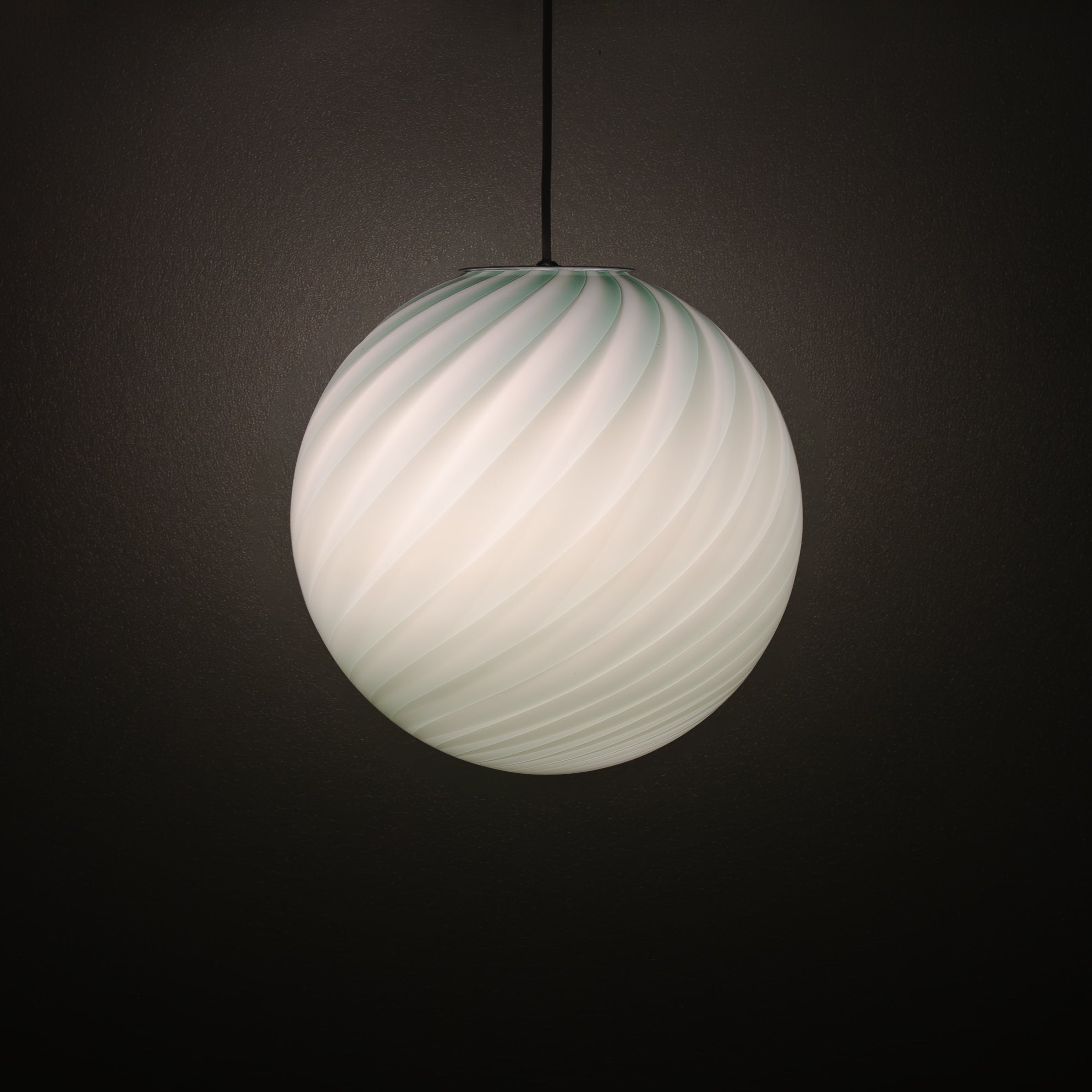 Candy Murano glass sphere pendant lamp sage green swirl D30