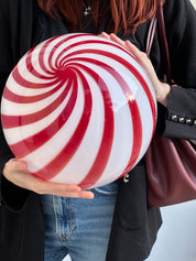 Candy Murano glass sphere table lamp wild cherry red swirl D30