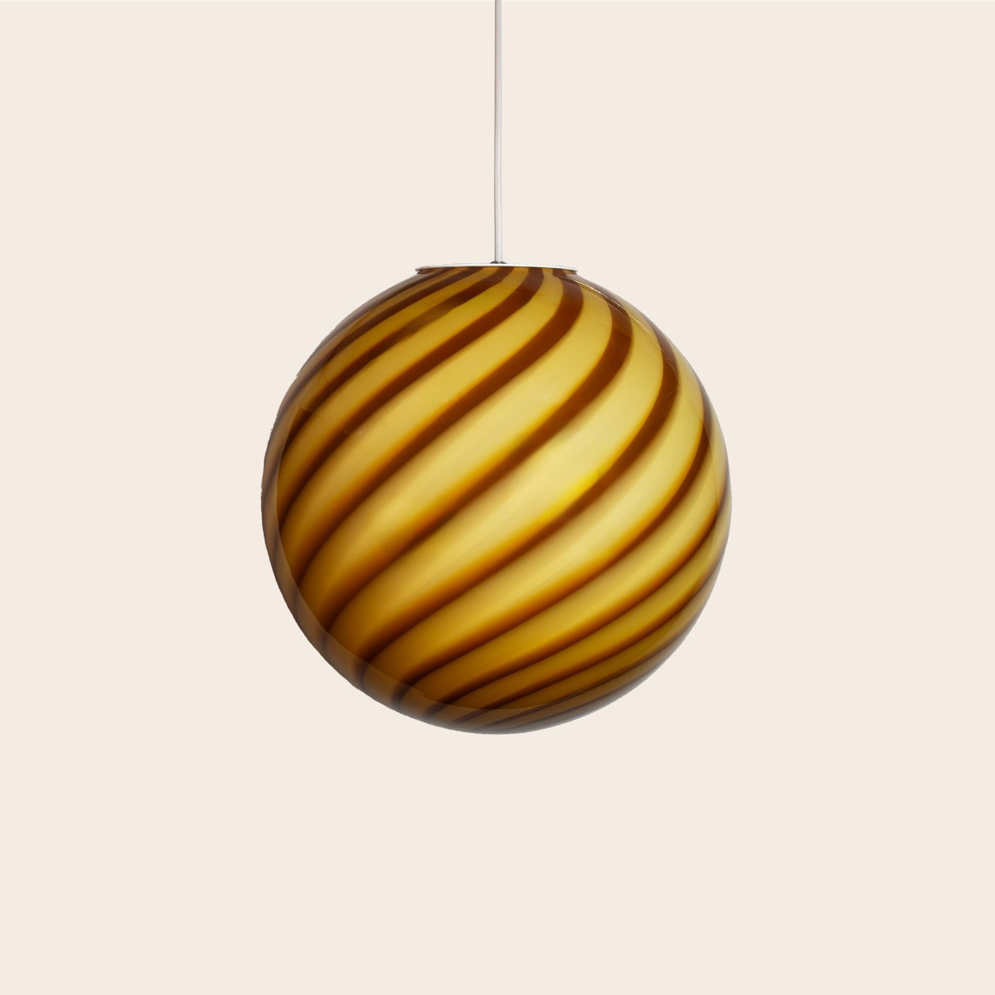 Candy Murano glass sphere pendant lamp honey yellow swirl D30