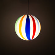 Lampada a sospensione Candy a sfera in vetro di Murano arlecchino dritto D30