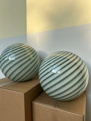 Candy Murano glass sphere pendant lamp sage green swirl D40