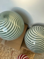 Candy Murano glass sphere table lamp sage green swirl D40