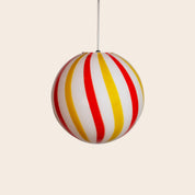 Candy Murano glass sphere pendant lamp "Una Festa!" red and yellow soft swirl D30