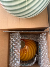 Candy Murano glass sphere pendant lamp honey yellow swirl D30