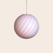 Candy Murano glass sphere pendant lamp marshmellow pink swirl D30