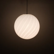 Candy Murano glass sphere pendant lamp marshmellow pink swirl D30