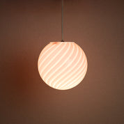 Candy Murano glass sphere pendant lamp pink swirl D20