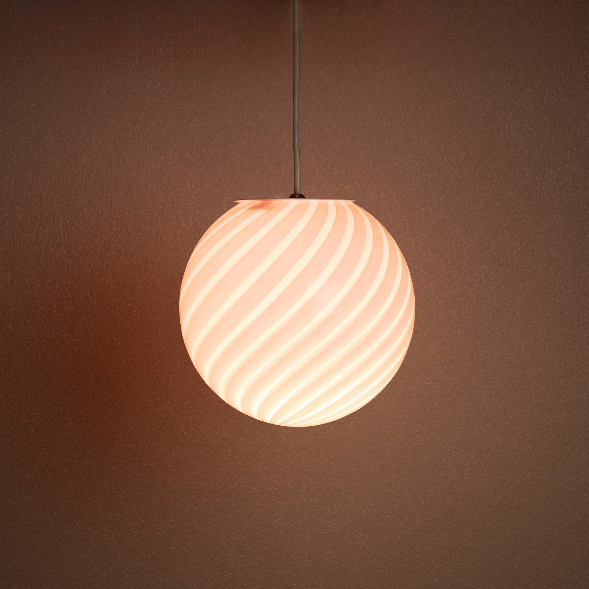 Candy Murano glass sphere pendant lamp pink swirl D20
