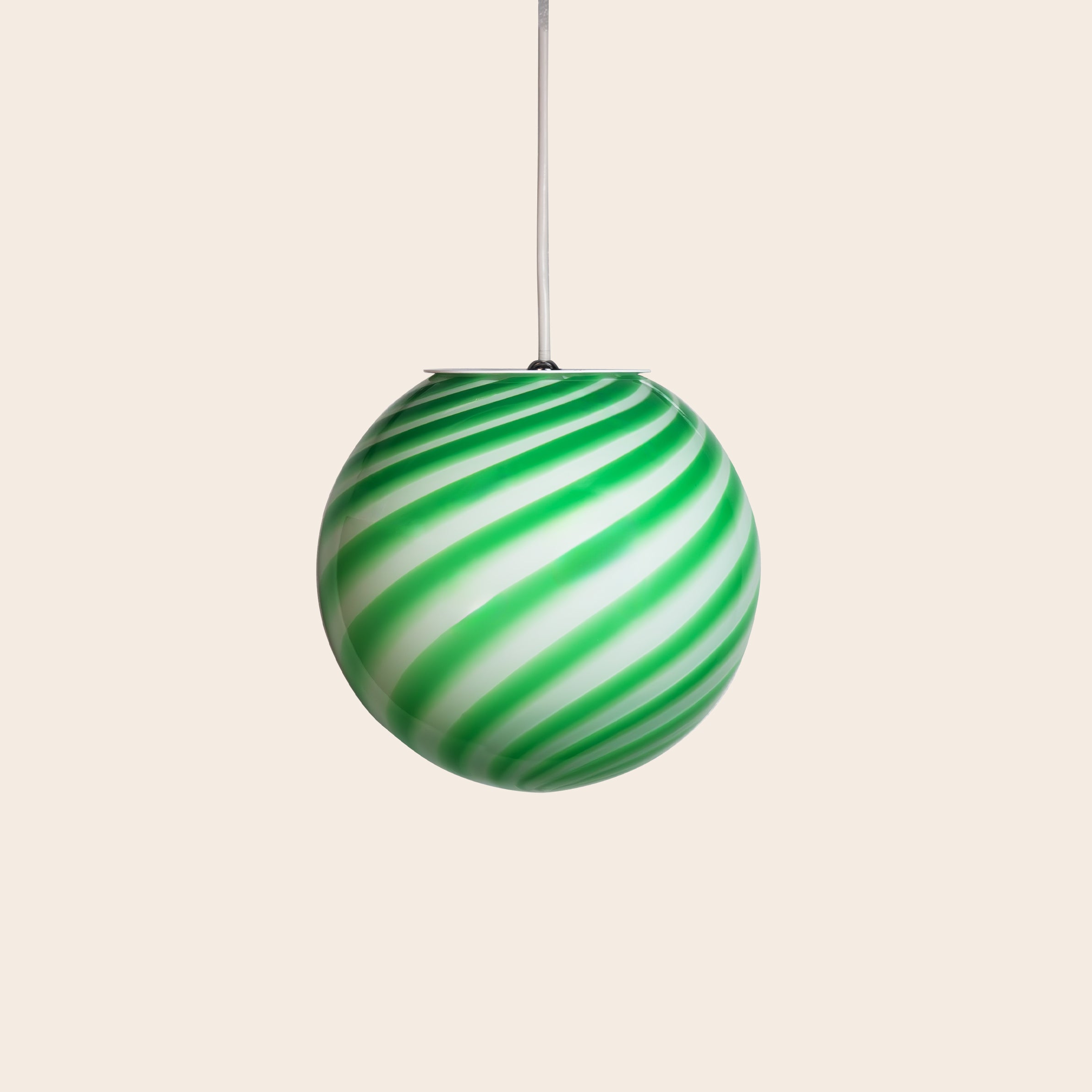 Candy Murano glass sphere pendant lamp green mint swirl D20