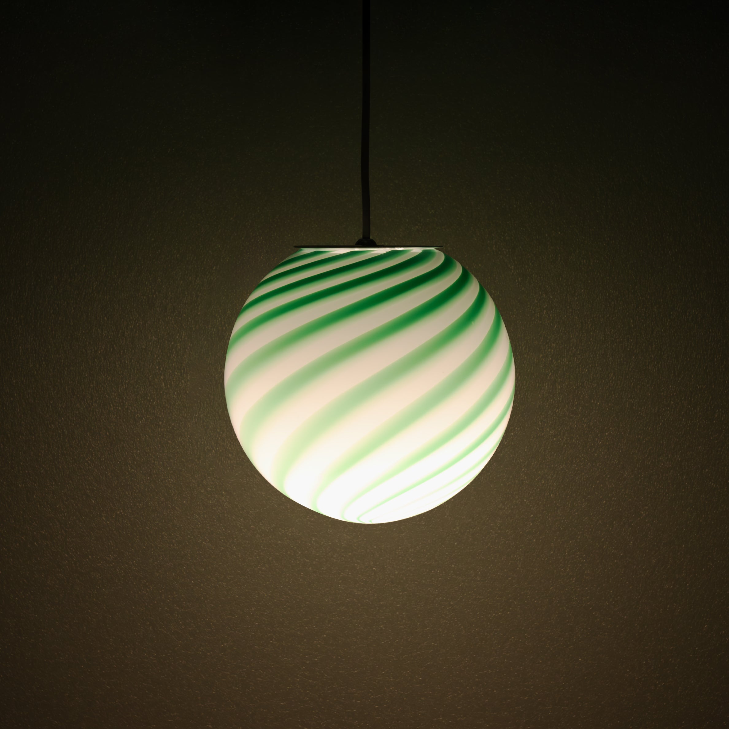 Candy Murano glass sphere pendant lamp green mint swirl D20