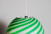 Candy Murano glass sphere pendant lamp green mint swirl D20