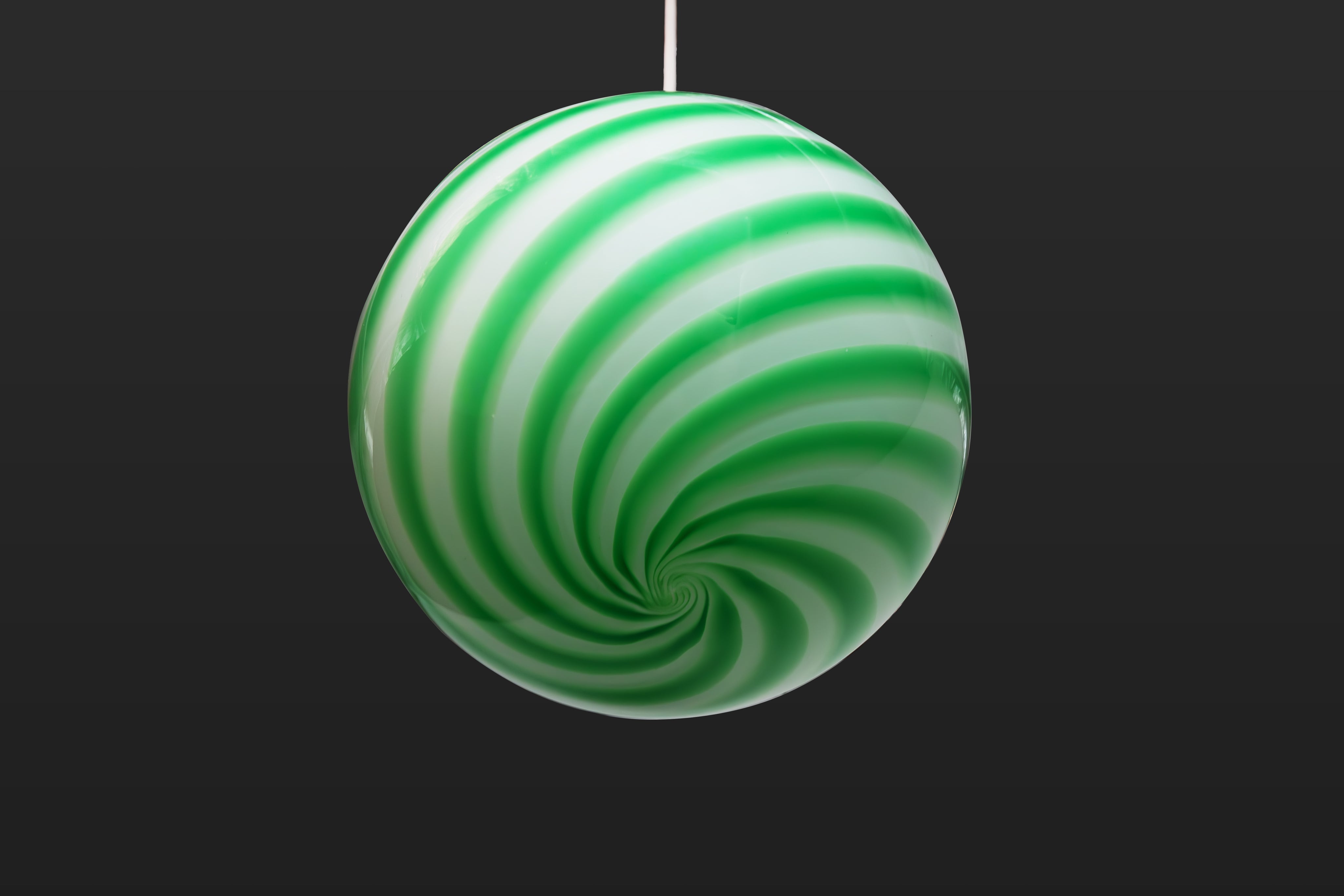 Candy Murano glass sphere pendant lamp green mint swirl D20