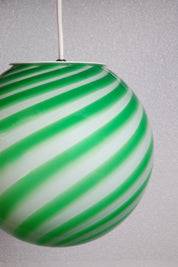 Candy Murano glass sphere pendant lamp green mint swirl D20