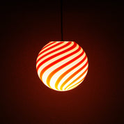 Candy Murano glass sphere pendant lamp red and white swirl D20