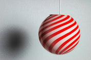 Candy Murano glass sphere pendant lamp red and white swirl D20