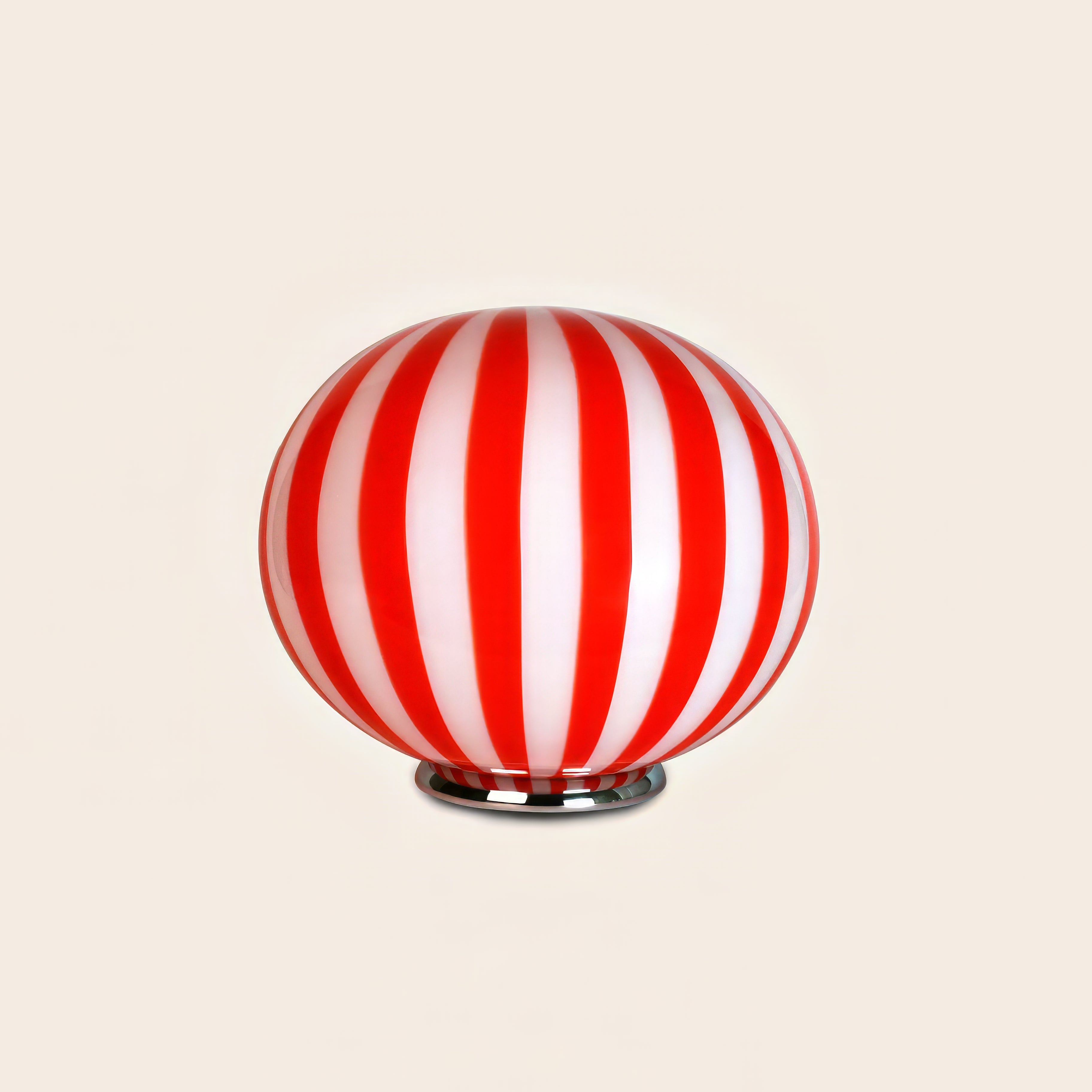 Candy Murano glass oval table lamp red and white straight D40