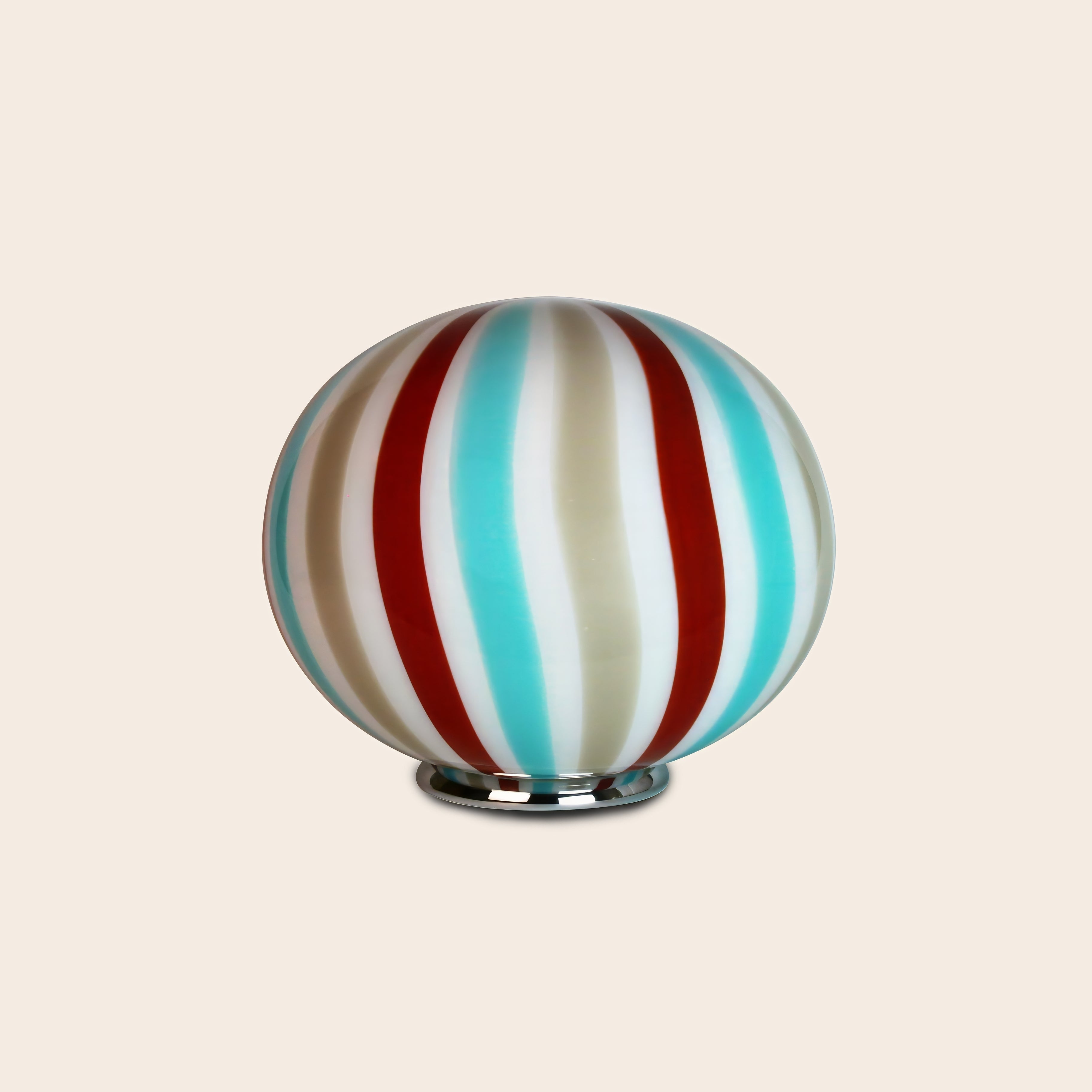 Lampada da tavolo ovale Candy in vetro di Murano "Riviera", Bordeaux, Grigio e Acquamarina D40