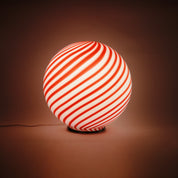 Candy Murano glass sphere table lamp red and white swirl D40