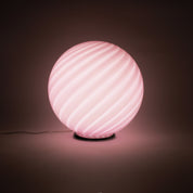 Lampada da tavolo Candy a sfera in vetro di Murano rosa a spirale D40