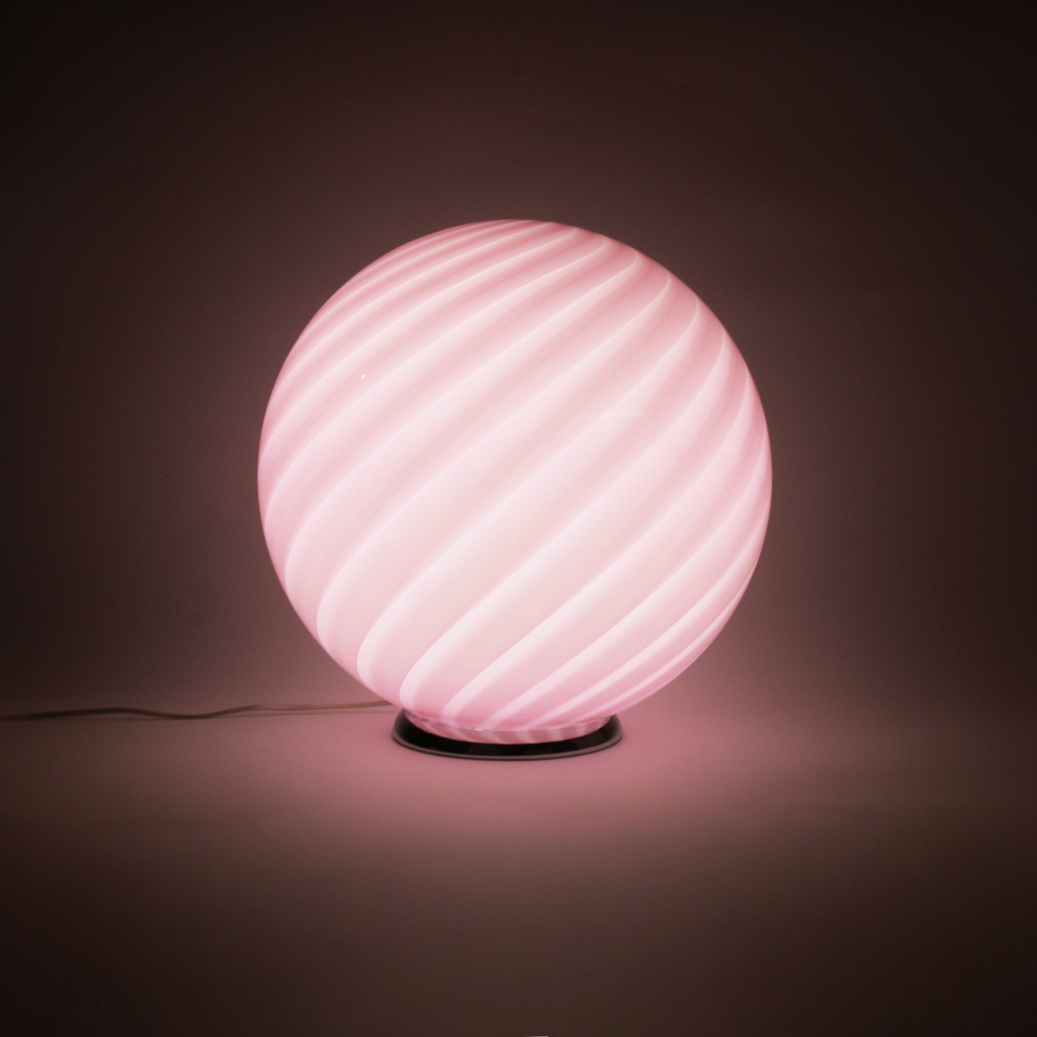 Candy Murano glass sphere table lamp pink swirl D40