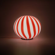 Candy Murano glass oval table lamp red and white straight D40