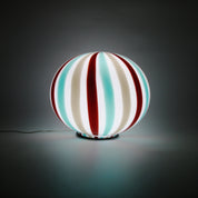 Lampada da tavolo ovale Candy in vetro di Murano "Riviera", Bordeaux, Grigio e Acquamarina D40