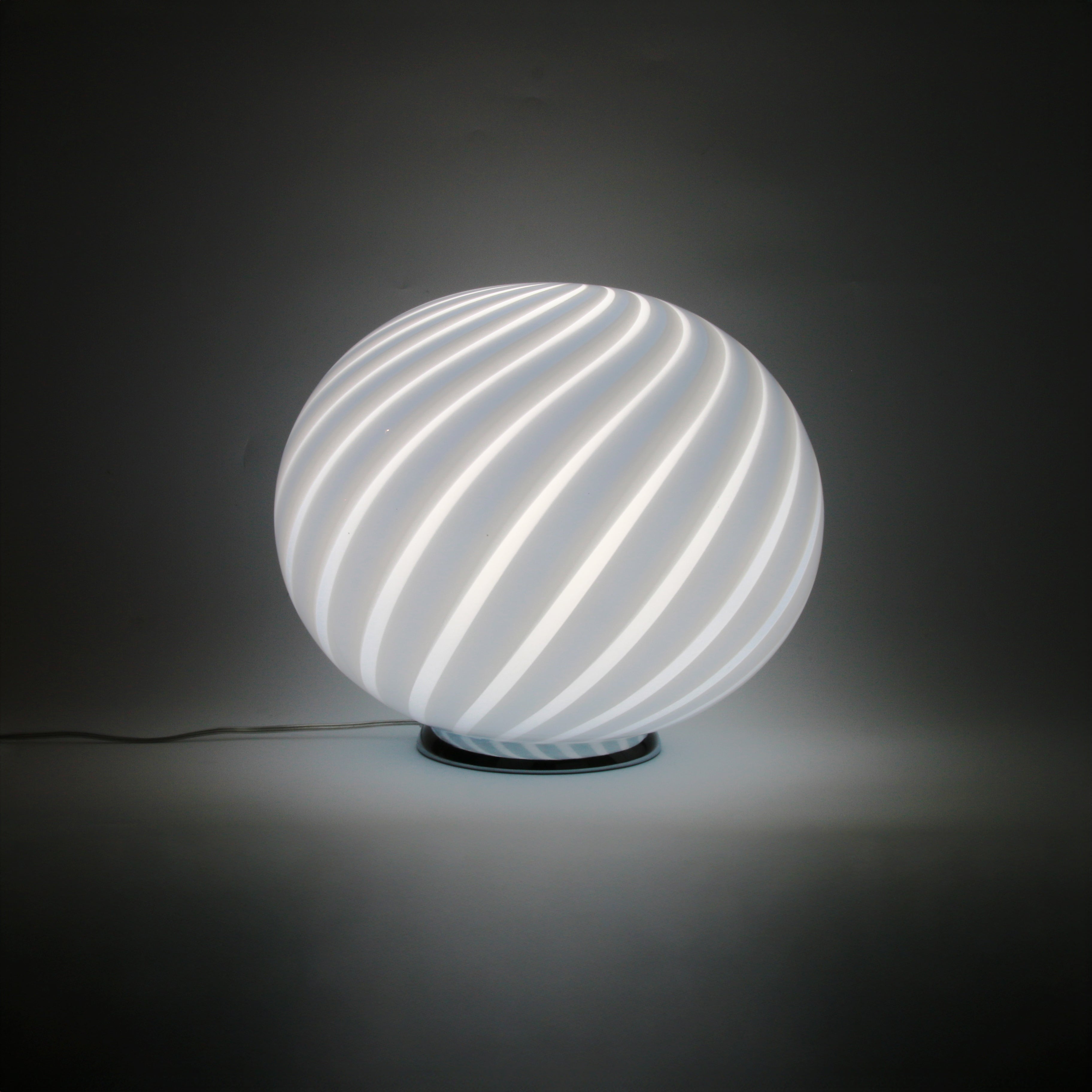 Candy Murano glass oval table lamp gelato blue swirl D40